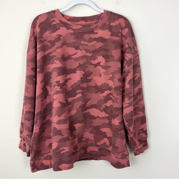 Lululemon Perfectly Oversized Crew Neck Sweatshirt Pink Camo - Picture 3 of 7